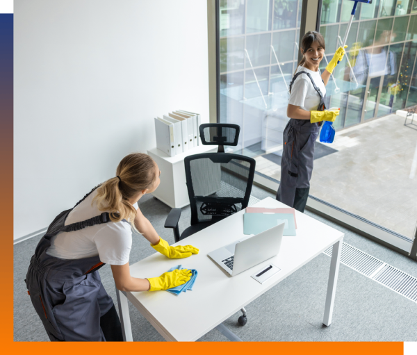 Professional cleaning service in office setting